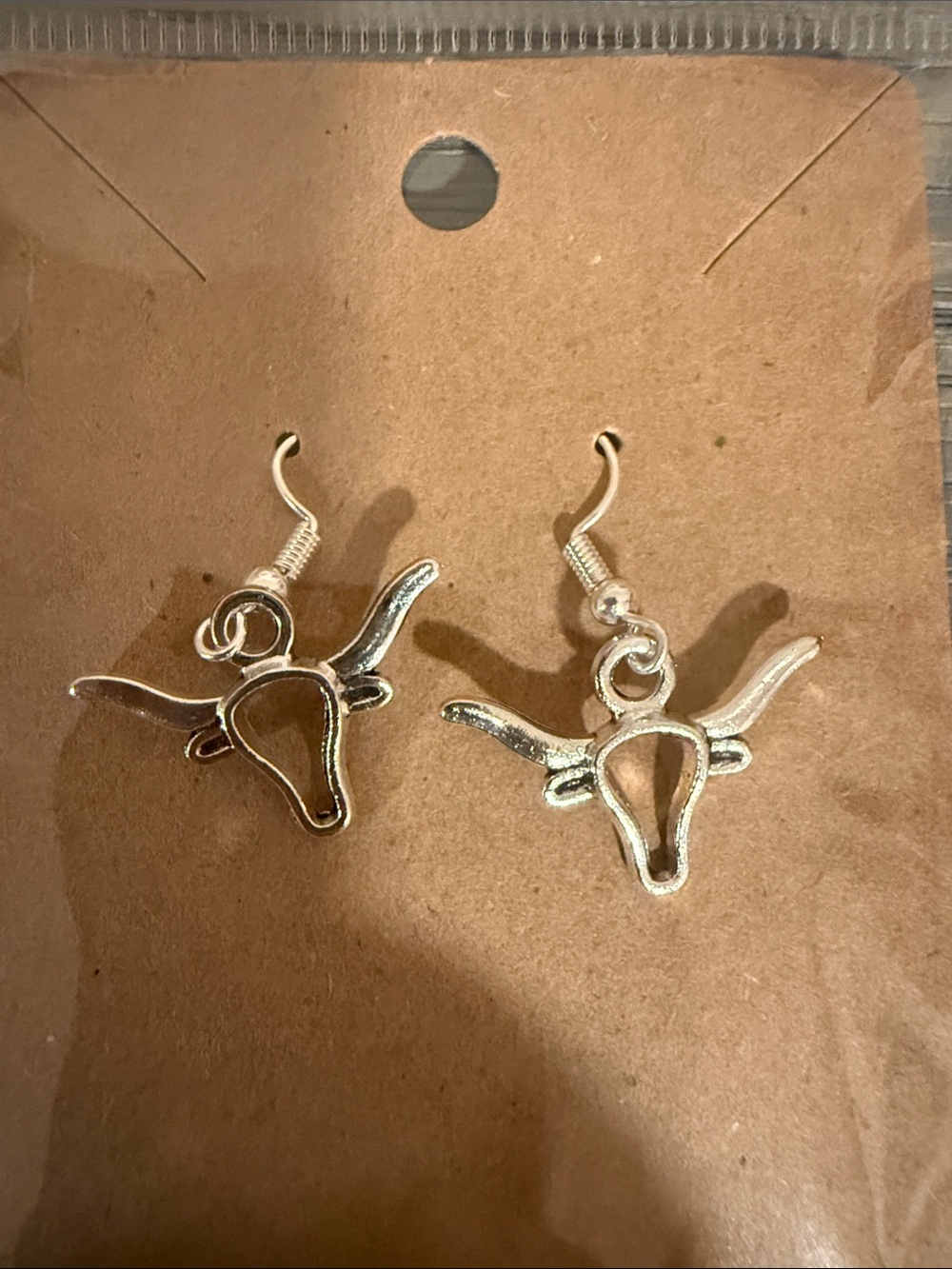 Silver Tone Longhorn Dangle Small Dangle Earrings unbranded